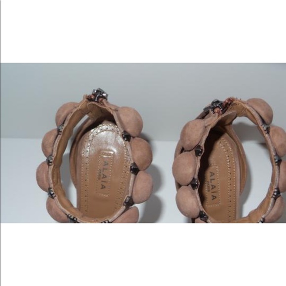 ALAIA BOMBE TAUPE STUDDED SANDALS HEELS SIZE 36 - Picture 11 of 11